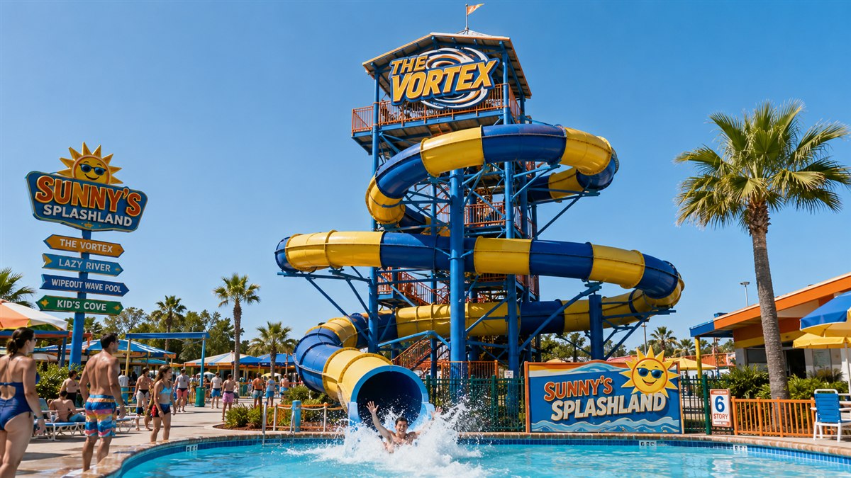Riders on The Vortex waterslide